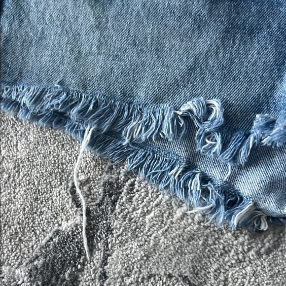 Agolde Blue Frayed Jean Shorts - Picture 7 of 10